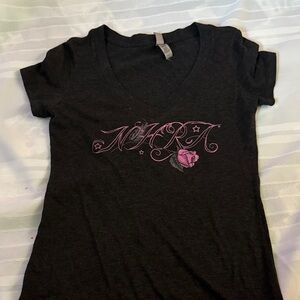 Next Level Apparel Black Tee with Pink Rose Design